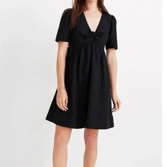 Madewell Dresses & Skirts - NWT Madewell Black Tie Front Cotton Mini Dress